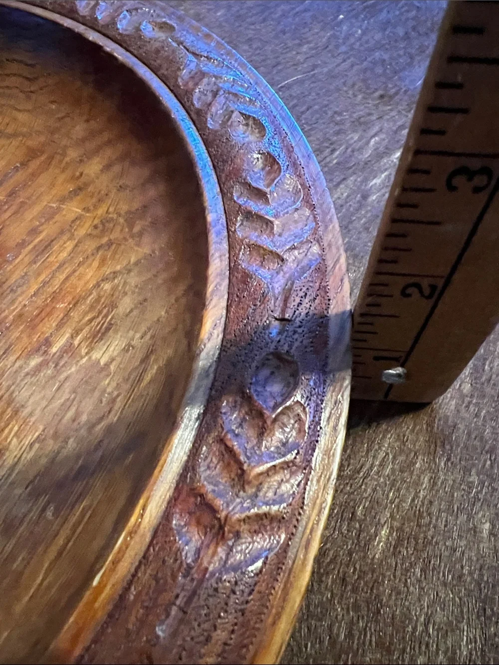 Hand-Carved Wooden Decorative plate - Brown
